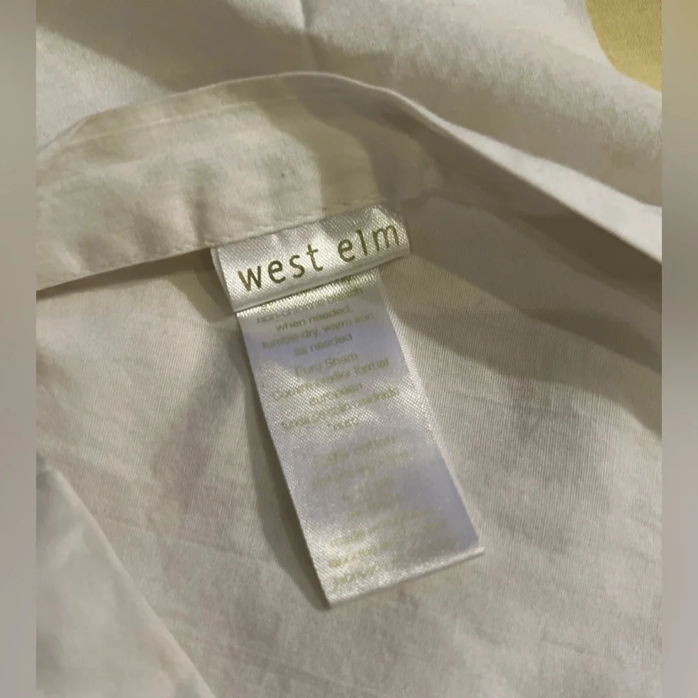 West Elm Yellow White Stripe 100% Cotton Euro Shams